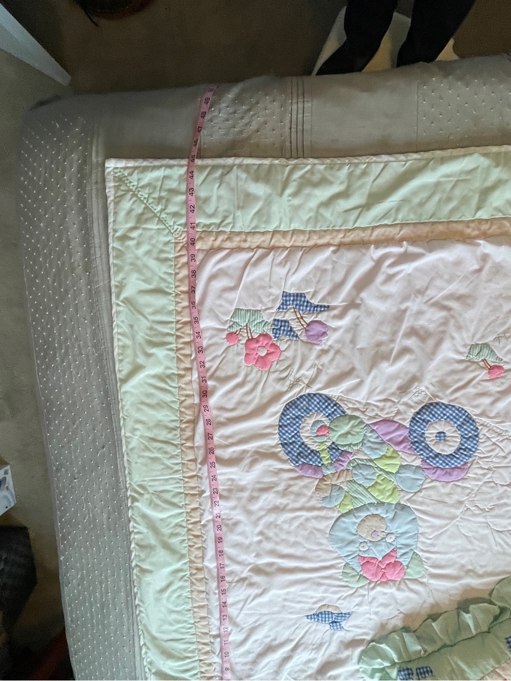 Nursery Quilted Crib Blanket & Pillow Set , Mint and Blue - Picture 3 of 10